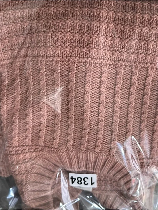 Madewell Mixed Stitch Sweater M Pink Terracotta Fringed Frayed Hem Crew Boho - Picture 7 of 7